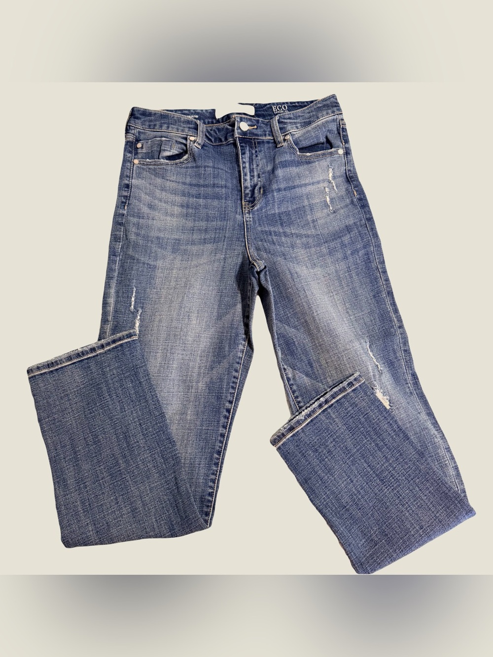 Liverpool Women's Medium Blue Distressed Straight Leg Jeans